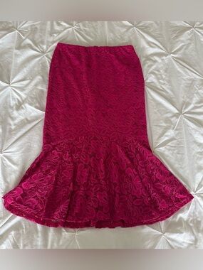 Another Story Fuchsia Lace Mermaid Skirt